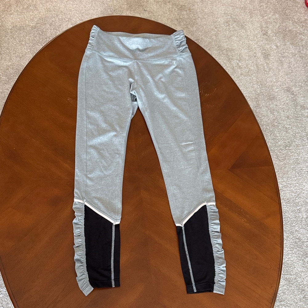 Ivanka Trump Gray Leggings with Black Mesh Detail